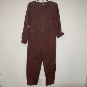 Vintage style old navy crewneck‎ jumpsuit brown size medium